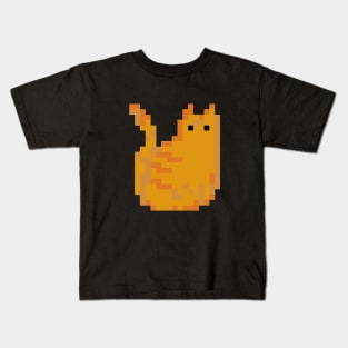 Cat Pixel Art - ginger dark Kids T-Shirt